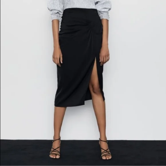 Zara | Skirts | New Zara Midi Skirt With Slit | Poshmark
